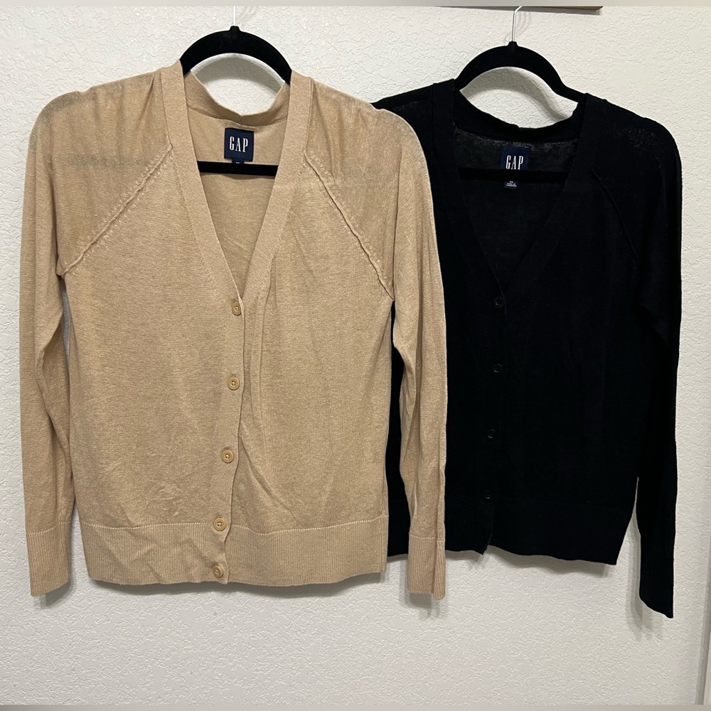 GAP cardigans one tan one black size xs button up linen blend